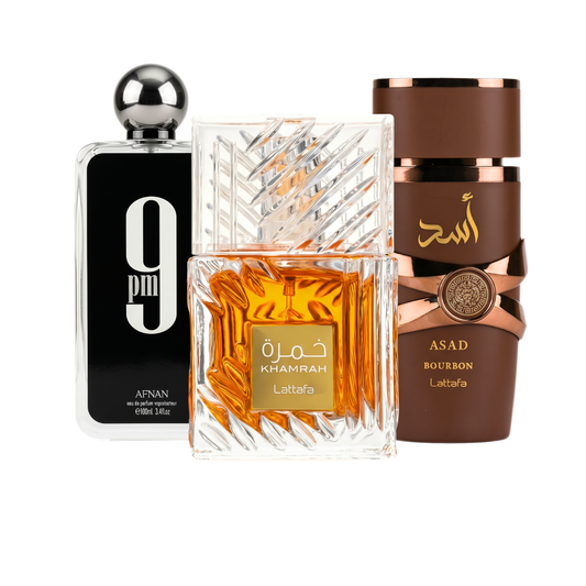 Zestaw 3 Perfum | Afnan 9PM + Khamrah + Asad Bourbon 100 ml