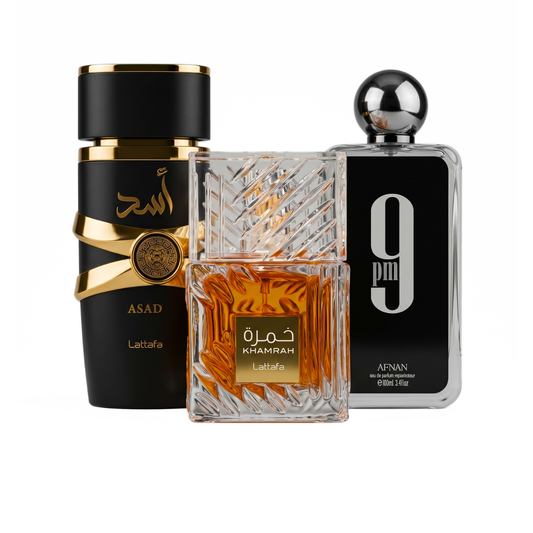 Zestaw 3 Perfum | Afnan 9PM + Lattafa Khamrah + Lattafa Asad 100 ml