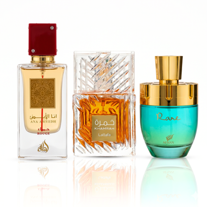 Zestaw 3 Perfum | Ana Abiyedh Rouge + Afnan Rare Tiffany + Lattafa Sublime 100 ml