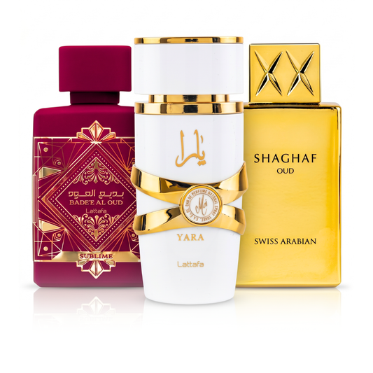 Zestaw 3 Perfum | Bade'e Al Oud Sublime + Swiss Arabian Shaghaf Oud + Yara Moi 100 ml