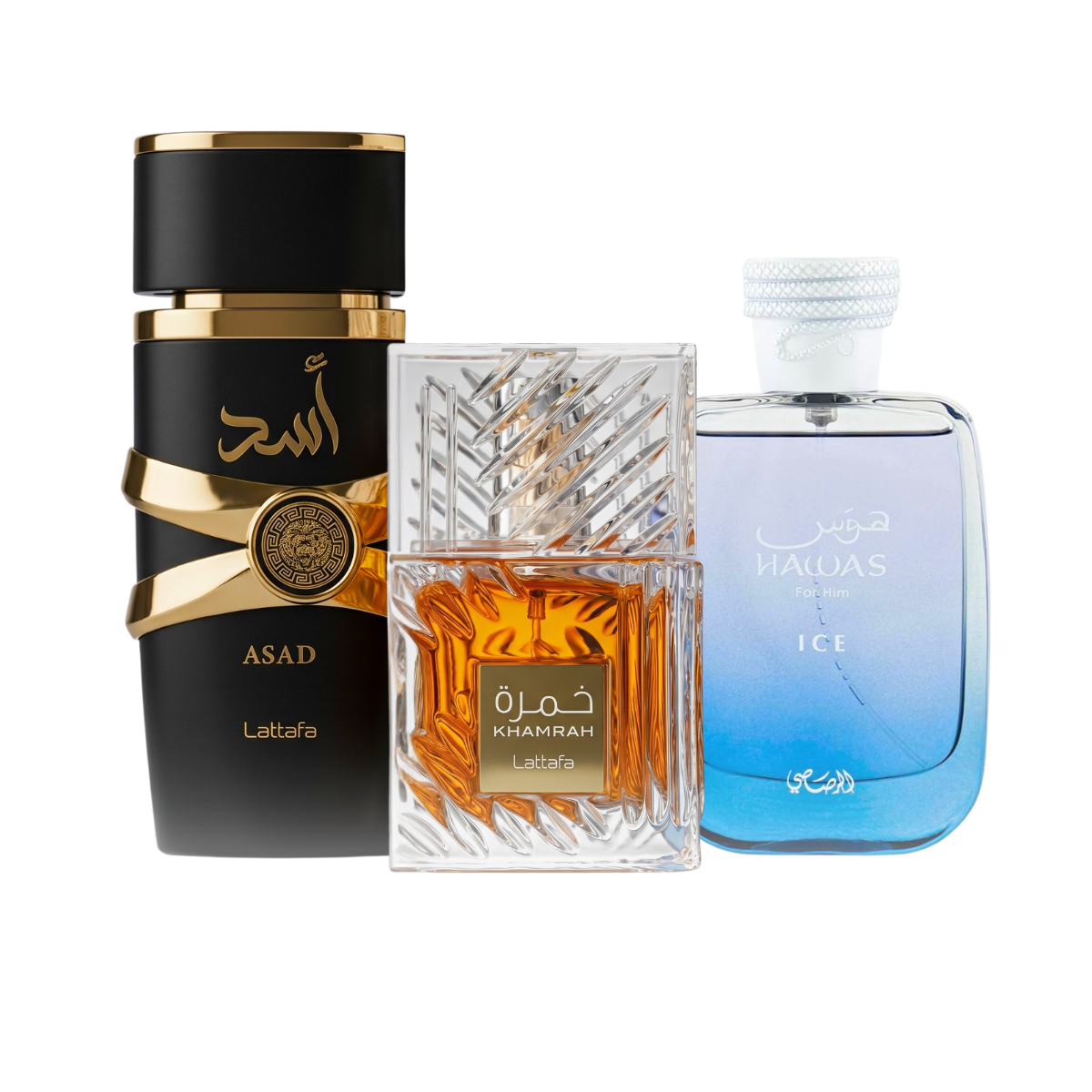 Zestaw 3 Perfum | Hawas Ice + Lattafa Asad + Khamrah 100 ml