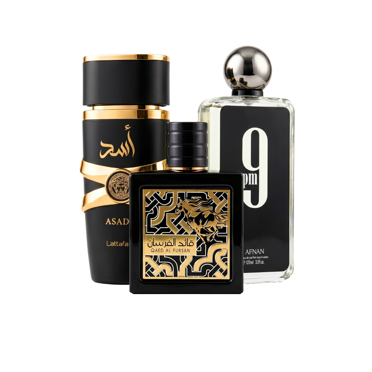 Zestaw 3 Perfum | Lattafa Asad + Afnan 9PM + Qaed Al Fursan 100 ml