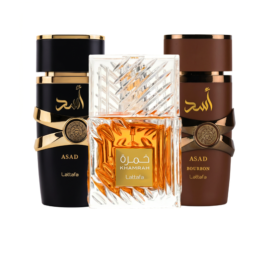 Zestaw 3 Perfum | Lattafa Asad + Asad Bourbon + Khamrah 100 ml