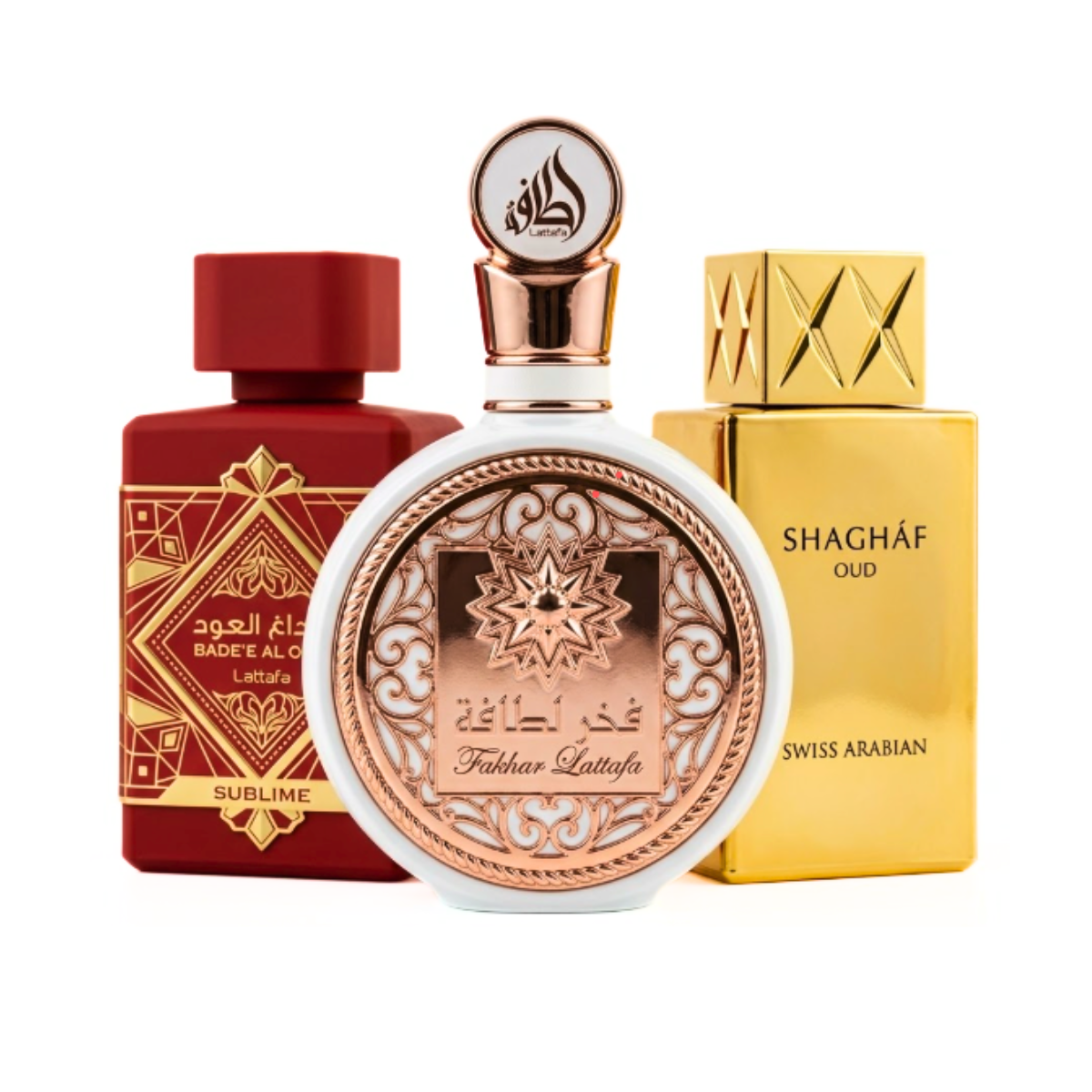 Zestaw 3 Perfum | Lattafa Sublime + Khamrah + Swiss Arabian Shaghaf Oud 100 ml